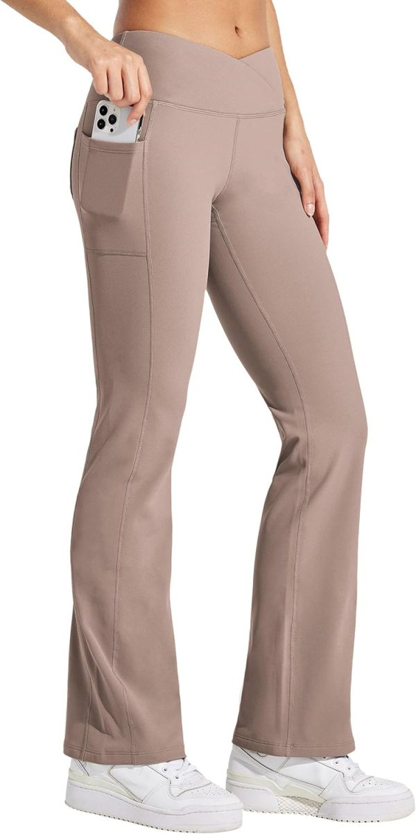 Willit Women's Fleece Lined Pants Yoga Crossover Leggings Bootcut Thermal Winter Pants Flare Leggings Water Resistant - Image 34