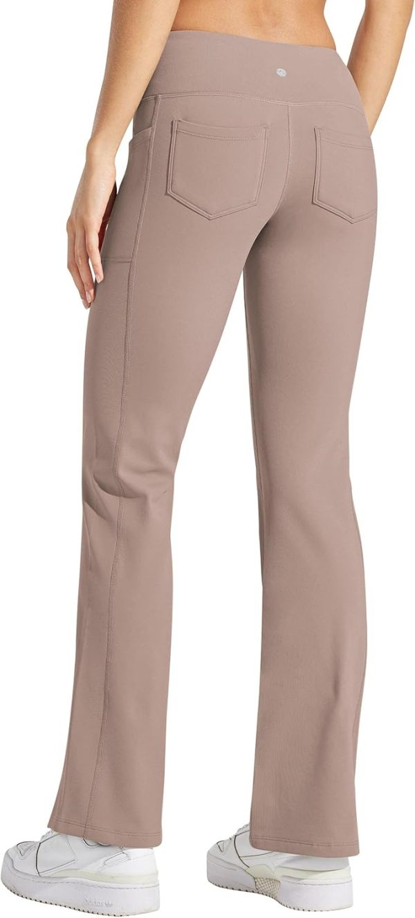 Willit Women's Fleece Lined Pants Yoga Crossover Leggings Bootcut Thermal Winter Pants Flare Leggings Water Resistant - Image 36