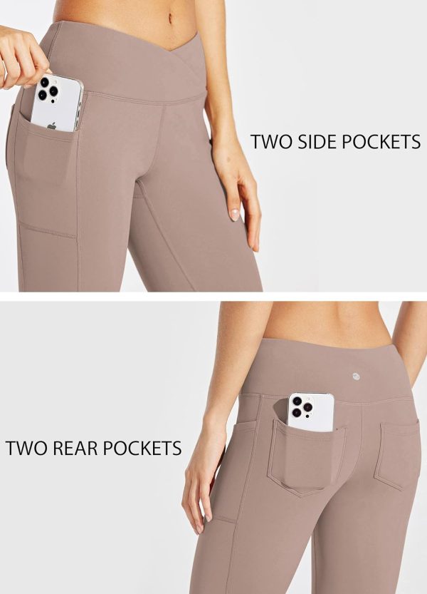 Willit Women's Fleece Lined Pants Yoga Crossover Leggings Bootcut Thermal Winter Pants Flare Leggings Water Resistant - Image 38