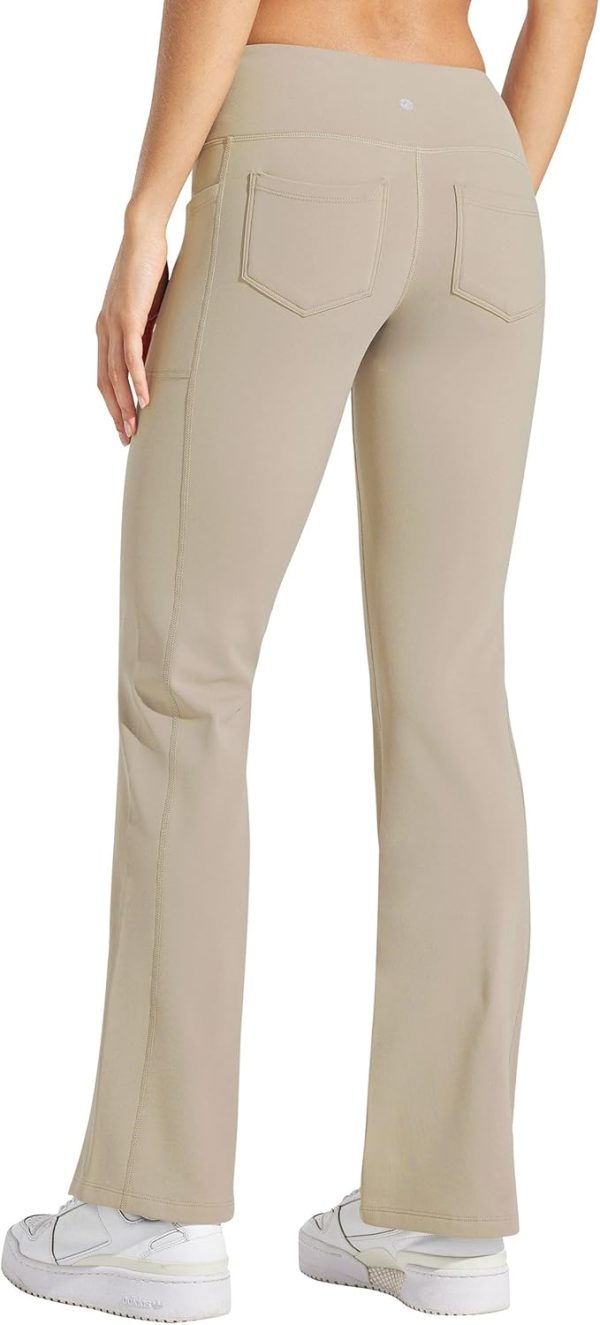 Willit Women's Fleece Lined Pants Yoga Crossover Leggings Bootcut Thermal Winter Pants Flare Leggings Water Resistant - Image 41