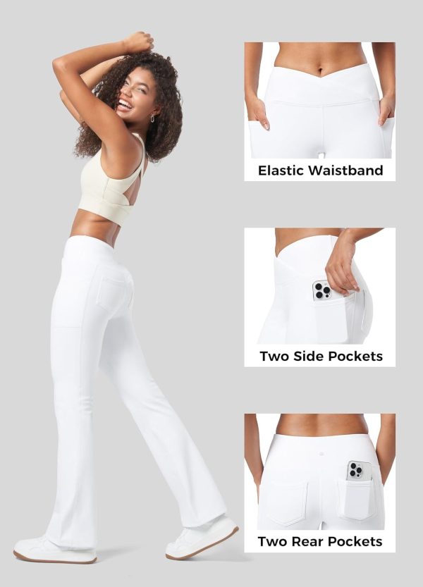 Willit Women's Fleece Lined Pants Yoga Crossover Leggings Bootcut Thermal Winter Pants Flare Leggings Water Resistant - Image 48
