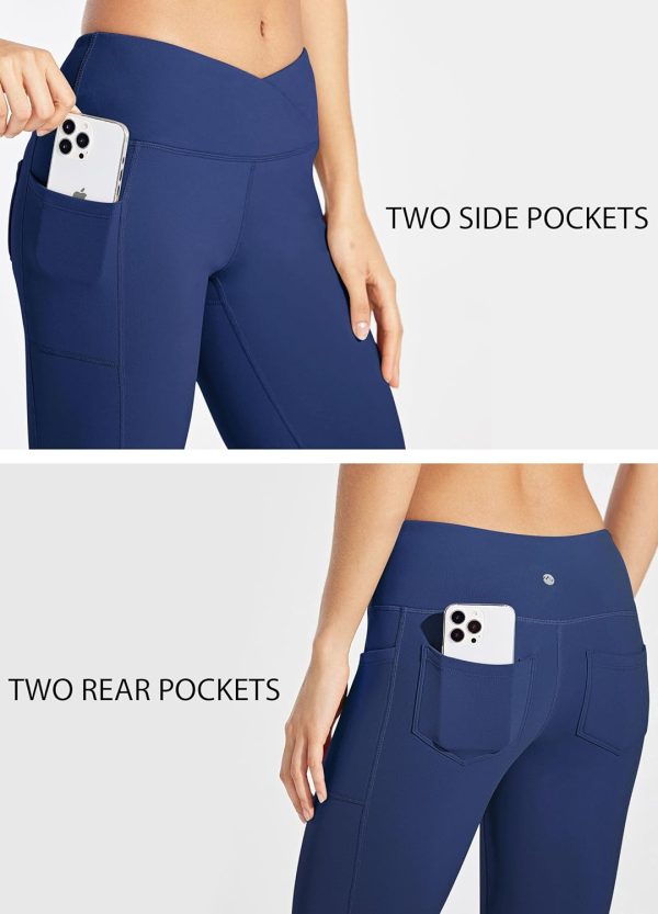 Willit Women's Fleece Lined Pants Yoga Crossover Leggings Bootcut Thermal Winter Pants Flare Leggings Water Resistant - Image 54