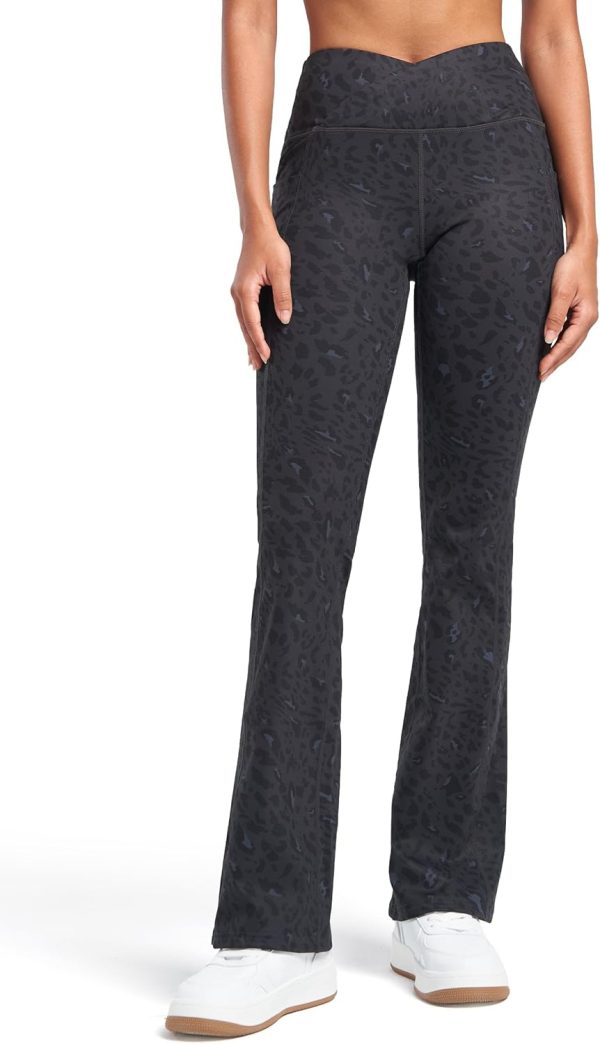 Willit Women's Fleece Lined Pants Yoga Crossover Leggings Bootcut Thermal Winter Pants Flare Leggings Water Resistant - Image 56