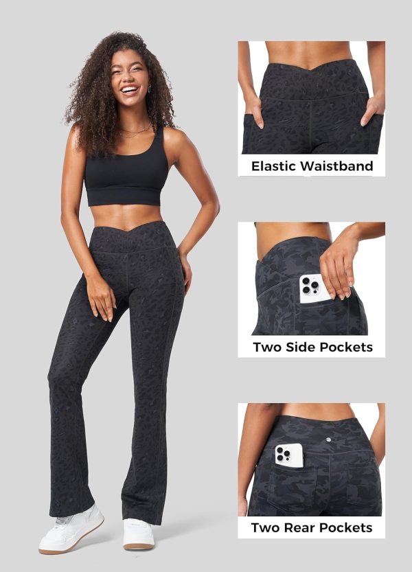 Willit Women's Fleece Lined Pants Yoga Crossover Leggings Bootcut Thermal Winter Pants Flare Leggings Water Resistant - Image 59