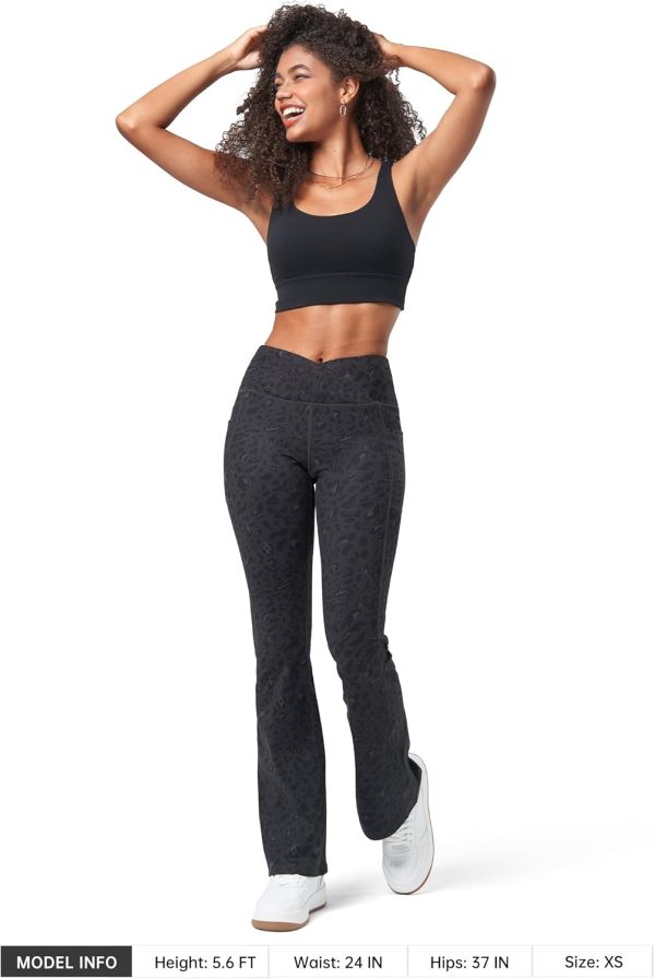Willit Women's Fleece Lined Pants Yoga Crossover Leggings Bootcut Thermal Winter Pants Flare Leggings Water Resistant - Image 60