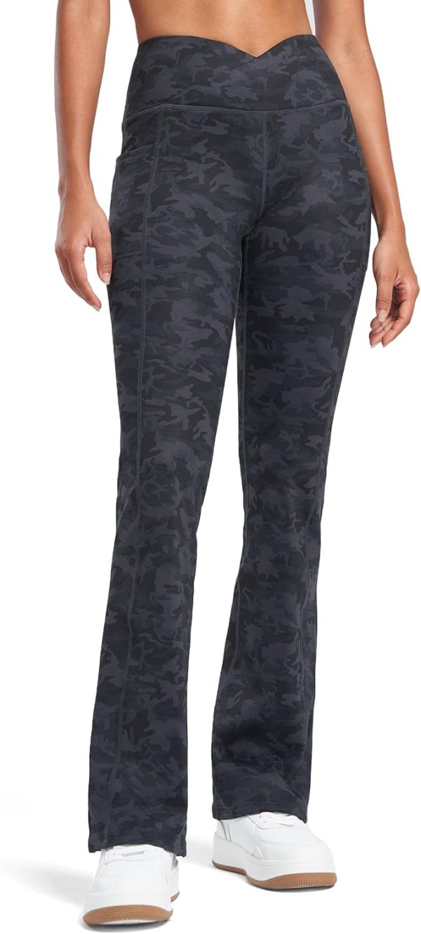 Willit Women's Fleece Lined Pants Yoga Crossover Leggings Bootcut Thermal Winter Pants Flare Leggings Water Resistant - Image 62