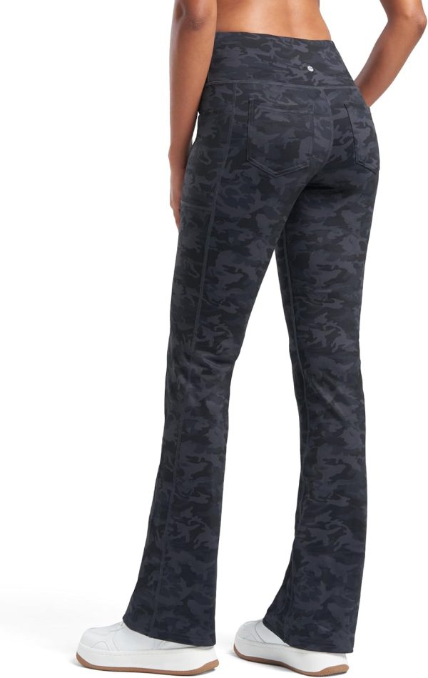 Willit Women's Fleece Lined Pants Yoga Crossover Leggings Bootcut Thermal Winter Pants Flare Leggings Water Resistant - Image 63
