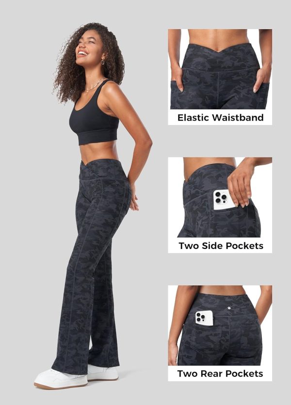 Willit Women's Fleece Lined Pants Yoga Crossover Leggings Bootcut Thermal Winter Pants Flare Leggings Water Resistant - Image 65