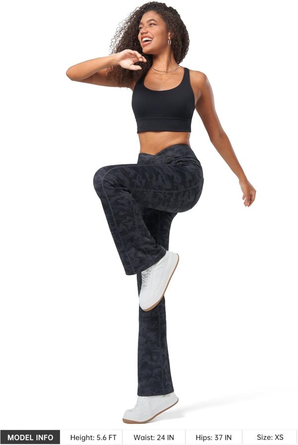 Willit Women's Fleece Lined Pants Yoga Crossover Leggings Bootcut Thermal Winter Pants Flare Leggings Water Resistant - Image 66