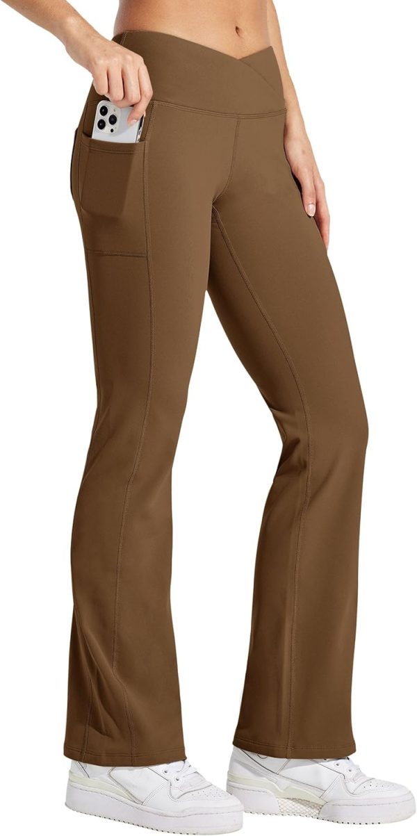 Willit Women's Fleece Lined Pants Yoga Crossover Leggings Bootcut Thermal Winter Pants Flare Leggings Water Resistant - Image 67