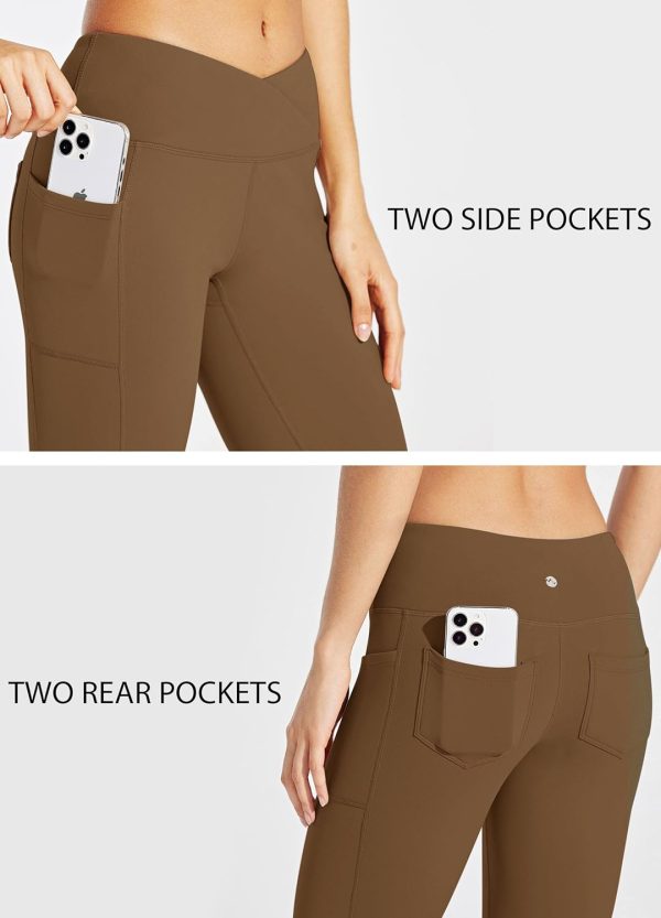 Willit Women's Fleece Lined Pants Yoga Crossover Leggings Bootcut Thermal Winter Pants Flare Leggings Water Resistant - Image 71
