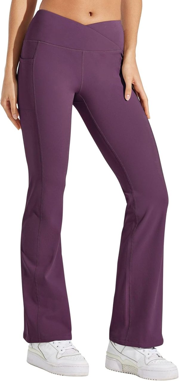 Willit Women's Fleece Lined Pants Yoga Crossover Leggings Bootcut Thermal Winter Pants Flare Leggings Water Resistant - Image 73