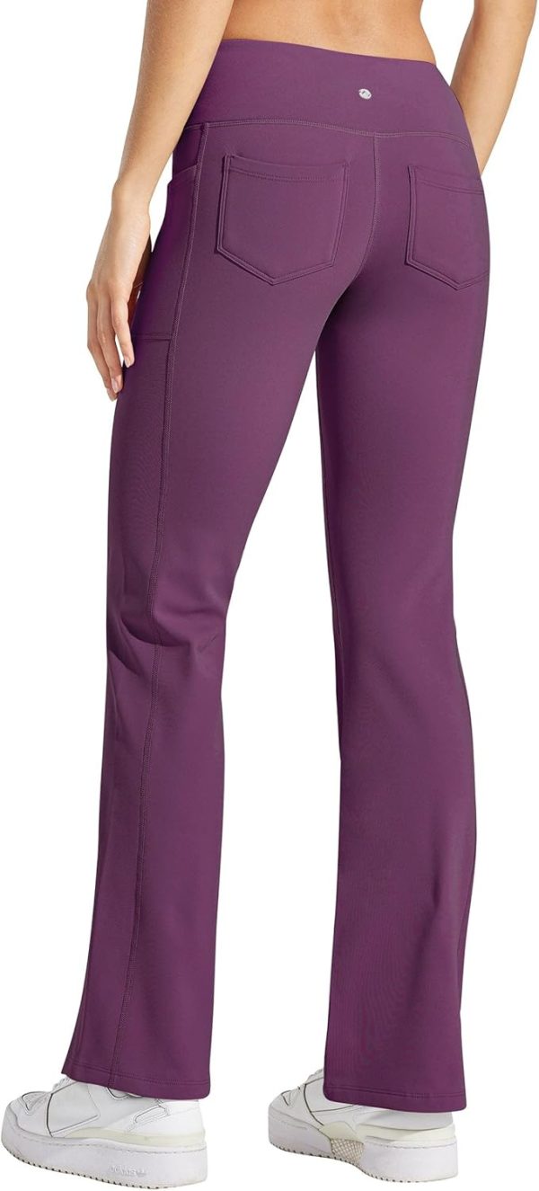 Willit Women's Fleece Lined Pants Yoga Crossover Leggings Bootcut Thermal Winter Pants Flare Leggings Water Resistant - Image 74