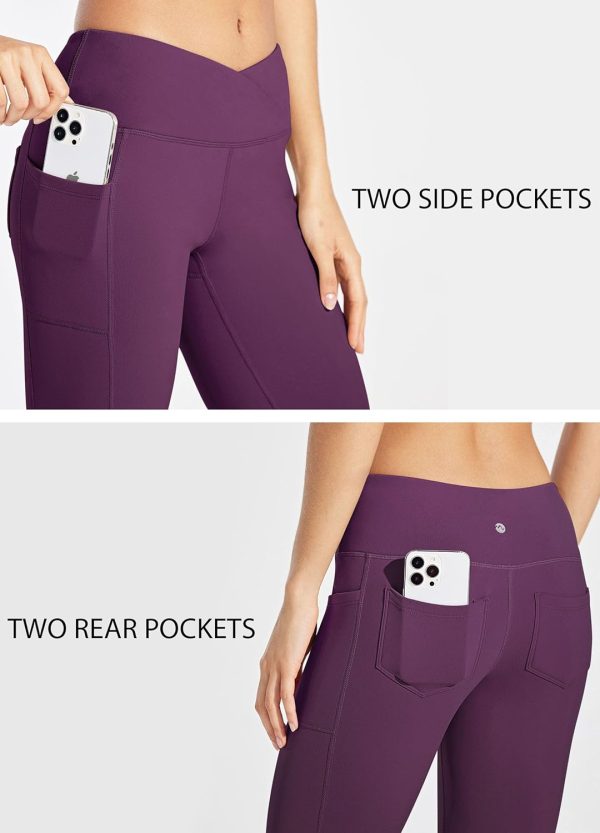Willit Women's Fleece Lined Pants Yoga Crossover Leggings Bootcut Thermal Winter Pants Flare Leggings Water Resistant - Image 76