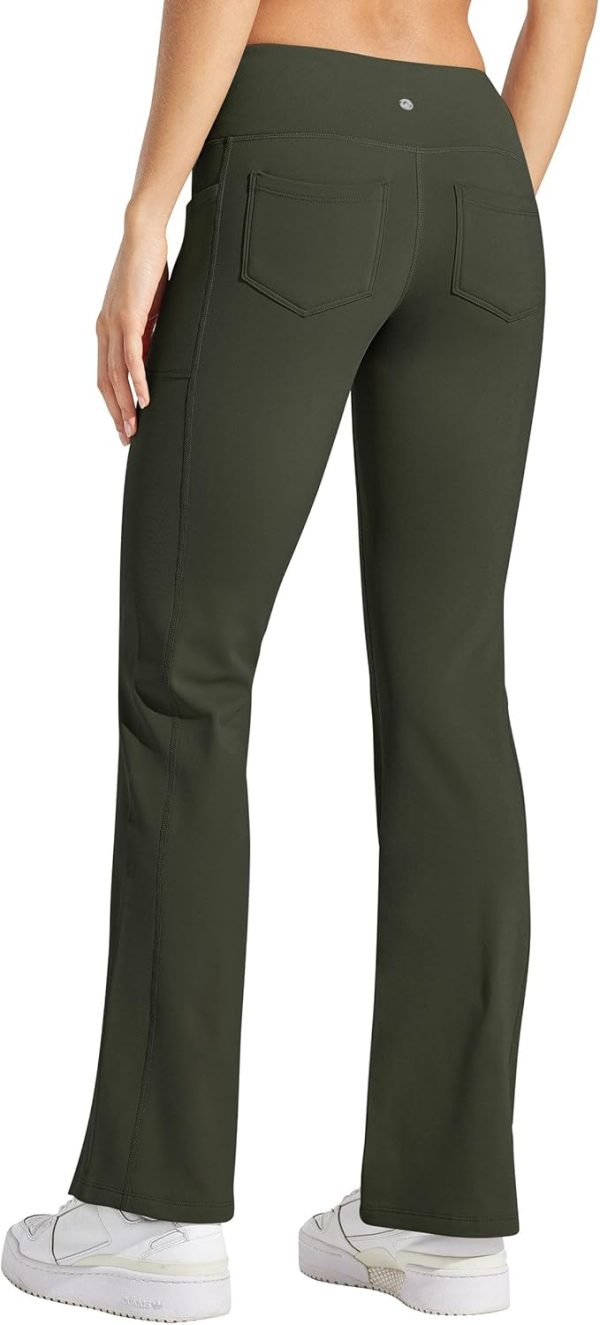 Willit Women's Fleece Lined Pants Yoga Crossover Leggings Bootcut Thermal Winter Pants Flare Leggings Water Resistant - Image 79