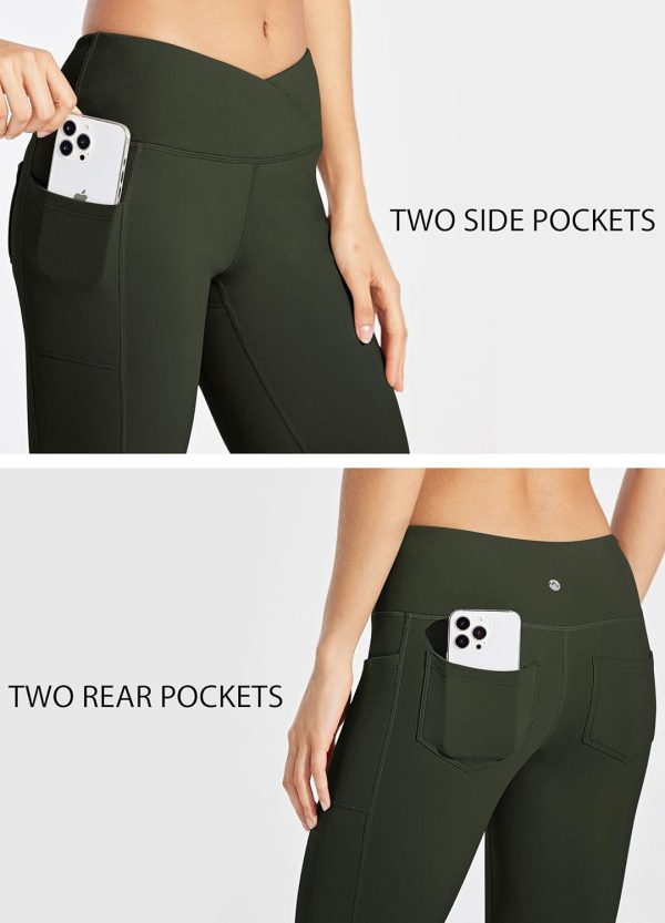 Willit Women's Fleece Lined Pants Yoga Crossover Leggings Bootcut Thermal Winter Pants Flare Leggings Water Resistant - Image 81