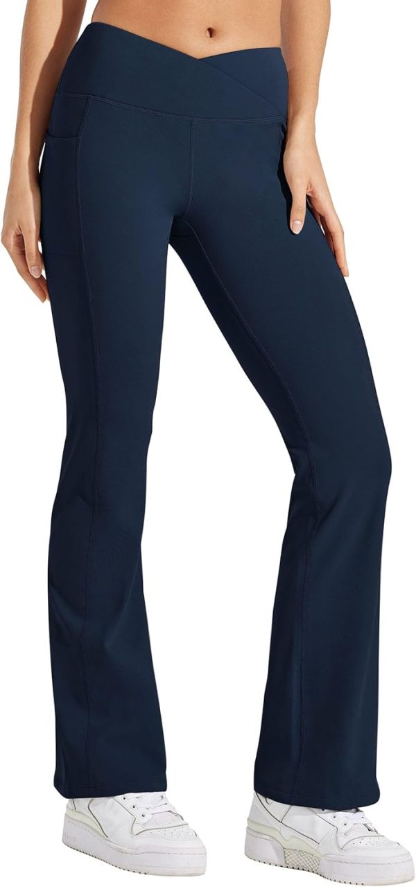 Willit Women's Fleece Lined Pants Yoga Crossover Leggings Bootcut Thermal Winter Pants Flare Leggings Water Resistant - Image 83