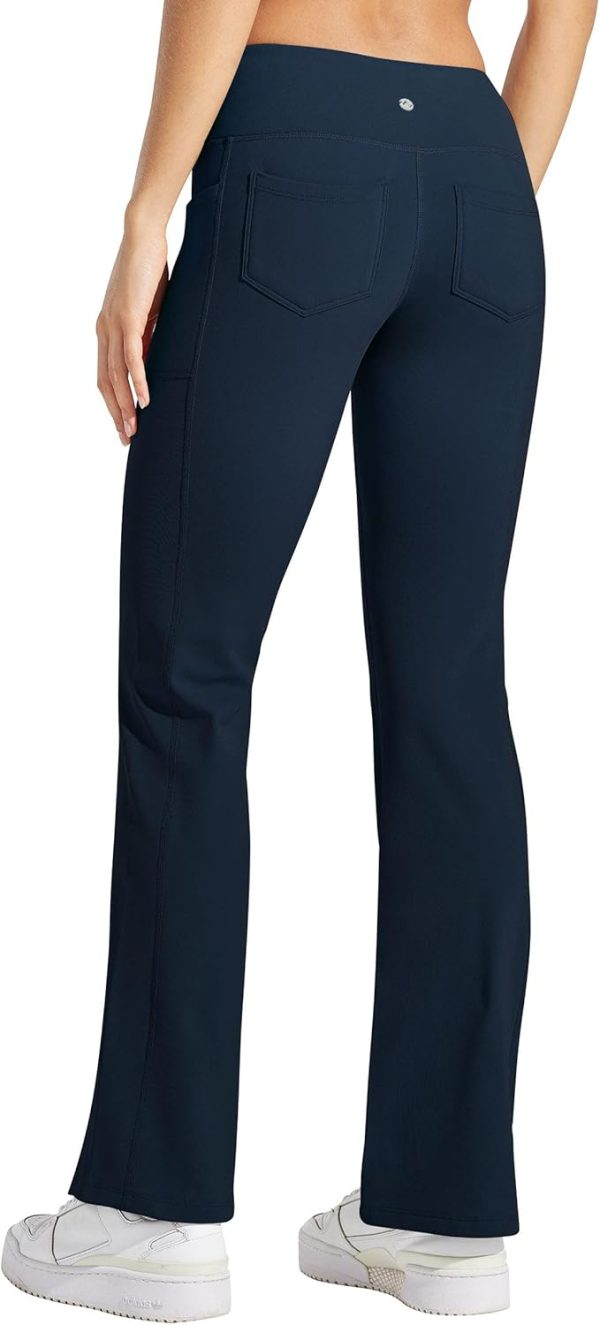 Willit Women's Fleece Lined Pants Yoga Crossover Leggings Bootcut Thermal Winter Pants Flare Leggings Water Resistant - Image 84