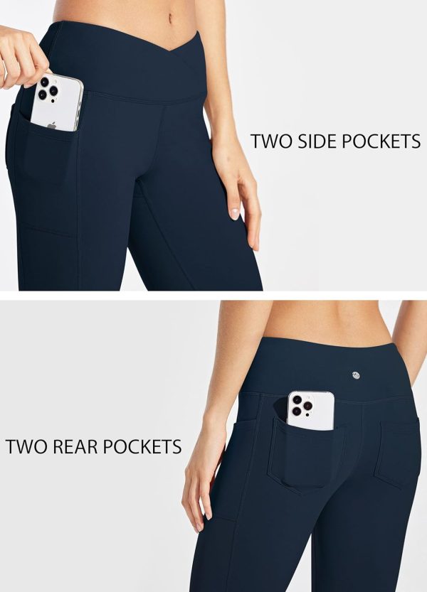Willit Women's Fleece Lined Pants Yoga Crossover Leggings Bootcut Thermal Winter Pants Flare Leggings Water Resistant - Image 86