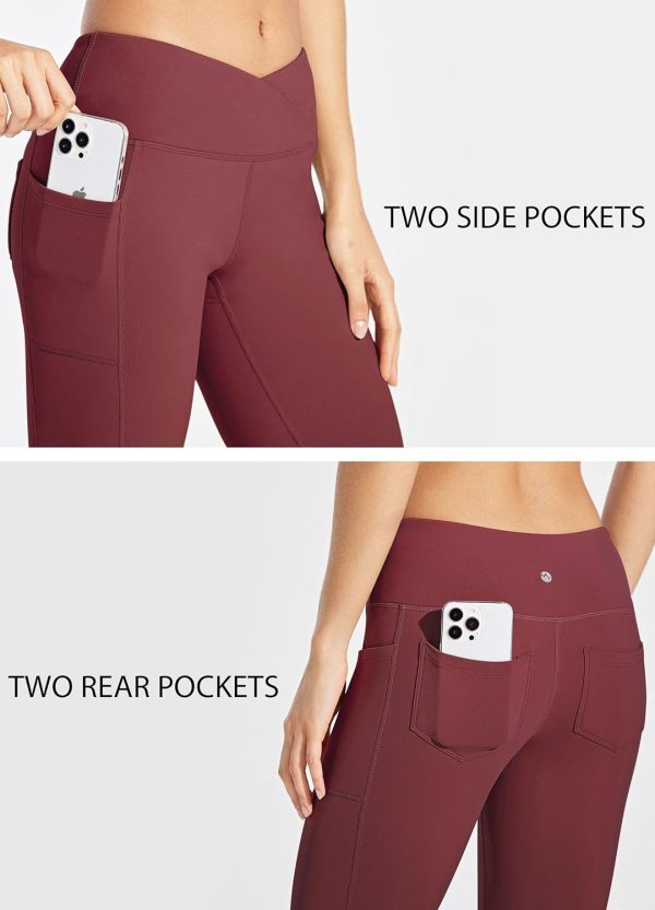 Willit Women's Fleece Lined Pants Yoga Crossover Leggings Bootcut Thermal Winter Pants Flare Leggings Water Resistant - Image 91