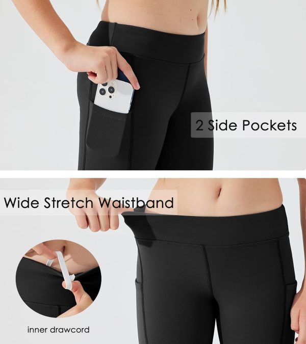 Willit Girls Fleece Lined Pants Flare Leggings with Pockets High Waist Yoga Pants Bootcut Water Resistant - Image 4