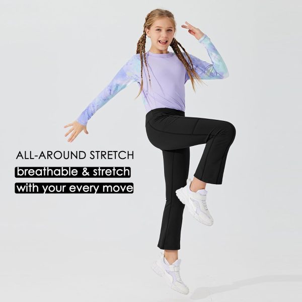 Willit Girls Fleece Lined Pants Flare Leggings with Pockets High Waist Yoga Pants Bootcut Water Resistant - Image 5