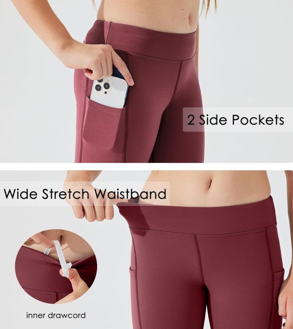 Willit Girls Fleece Lined Pants Flare Leggings with Pockets High Waist Yoga Pants Bootcut Water Resistant - Image 10