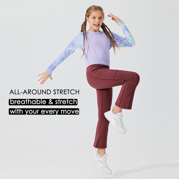 Willit Girls Fleece Lined Pants Flare Leggings with Pockets High Waist Yoga Pants Bootcut Water Resistant - Image 11