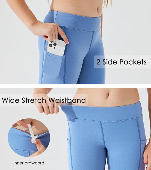 Willit Girls Fleece Lined Pants Flare Leggings with Pockets High Waist Yoga Pants Bootcut Water Resistant - Image 16