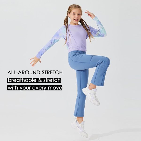Willit Girls Fleece Lined Pants Flare Leggings with Pockets High Waist Yoga Pants Bootcut Water Resistant - Image 17