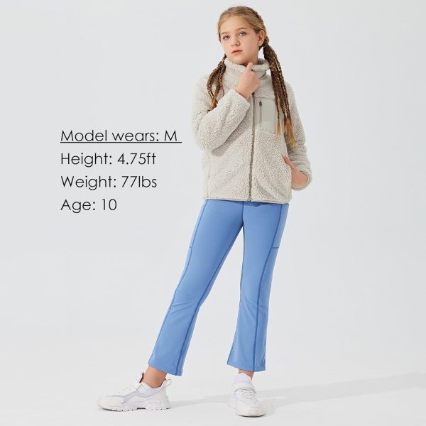 Willit Girls Fleece Lined Pants Flare Leggings with Pockets High Waist Yoga Pants Bootcut Water Resistant - Image 18