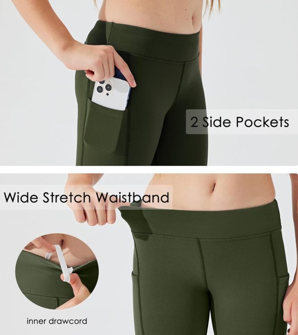 Willit Girls Fleece Lined Pants Flare Leggings with Pockets High Waist Yoga Pants Bootcut Water Resistant - Image 22