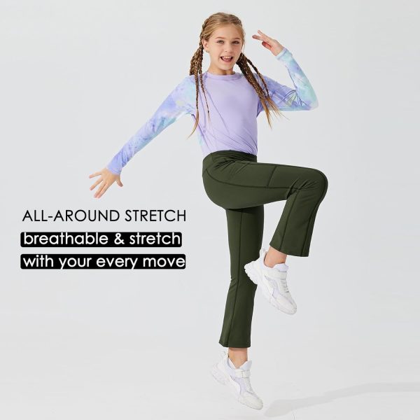 Willit Girls Fleece Lined Pants Flare Leggings with Pockets High Waist Yoga Pants Bootcut Water Resistant - Image 23
