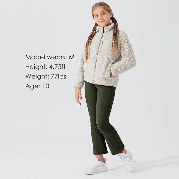 Willit Girls Fleece Lined Pants Flare Leggings with Pockets High Waist Yoga Pants Bootcut Water Resistant - Image 24