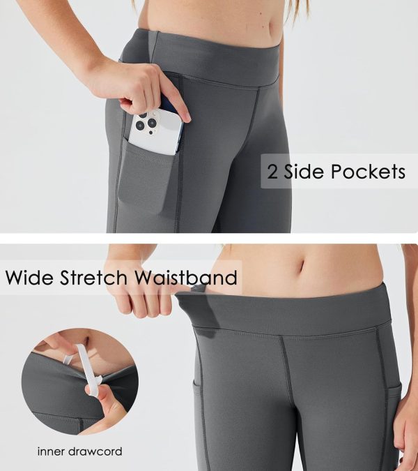 Willit Girls Fleece Lined Pants Flare Leggings with Pockets High Waist Yoga Pants Bootcut Water Resistant - Image 28
