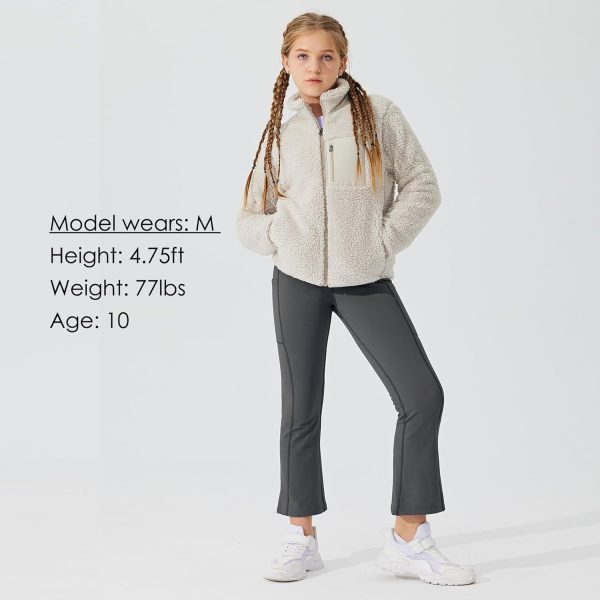 Willit Girls Fleece Lined Pants Flare Leggings with Pockets High Waist Yoga Pants Bootcut Water Resistant - Image 30