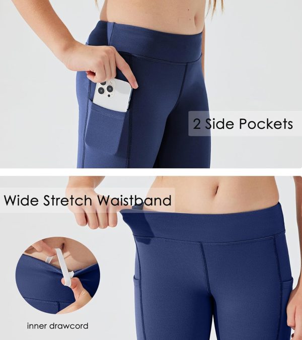 Willit Girls Fleece Lined Pants Flare Leggings with Pockets High Waist Yoga Pants Bootcut Water Resistant - Image 34