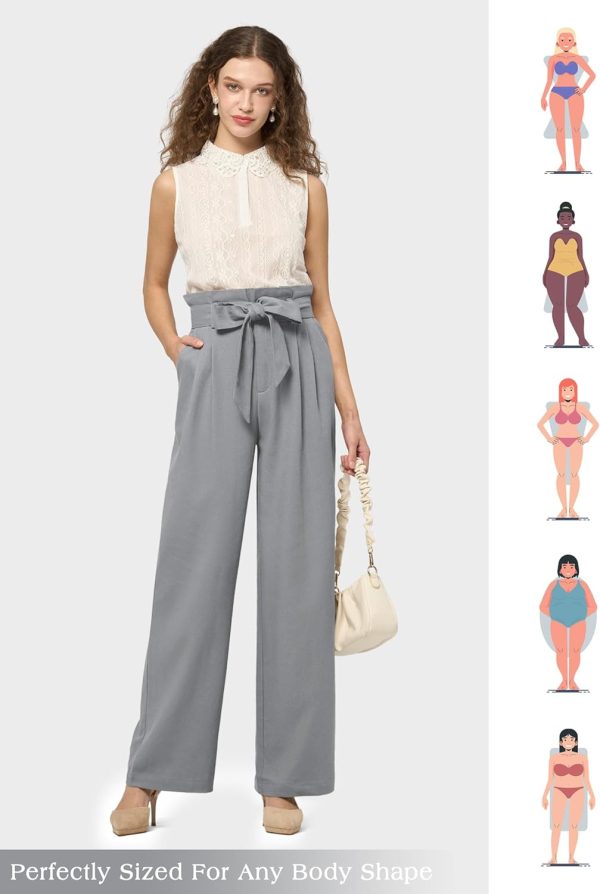 Willit Women Linen Pants Casual Wide Leg Dress Pants High Waisted Paperbag Work Trousers Summer Tie Knot Pockets 28"/30"/32'' - Image 7