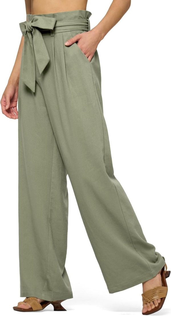 Willit Women Linen Pants Casual Wide Leg Dress Pants High Waisted Paperbag Work Trousers Summer Tie Knot Pockets 28"/30"/32'' - Image 9