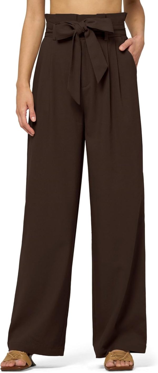 Willit Women Linen Pants Casual Wide Leg Dress Pants High Waisted Paperbag Work Trousers Summer Tie Knot Pockets 28"/30"/32'' - Image 14