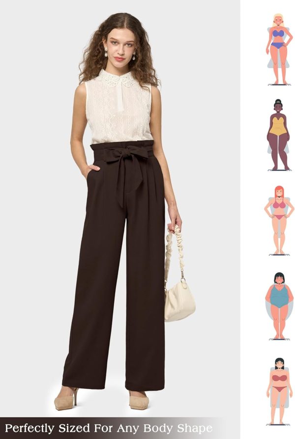 Willit Women Linen Pants Casual Wide Leg Dress Pants High Waisted Paperbag Work Trousers Summer Tie Knot Pockets 28"/30"/32'' - Image 18