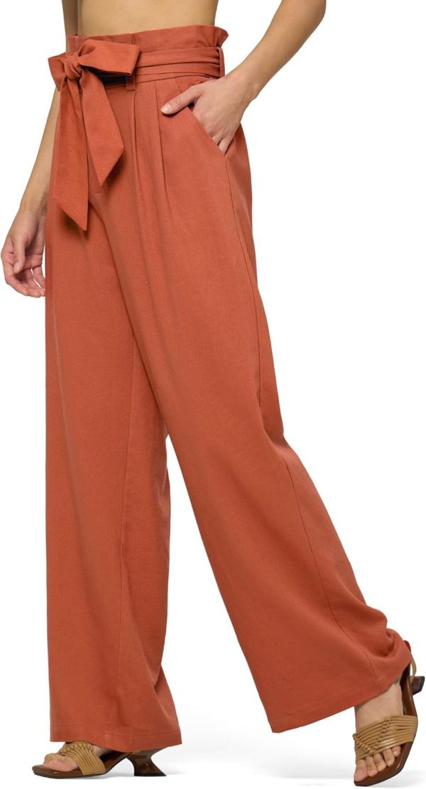 Willit Women Linen Pants Casual Wide Leg Dress Pants High Waisted Paperbag Work Trousers Summer Tie Knot Pockets 28"/30"/32'' - Image 20