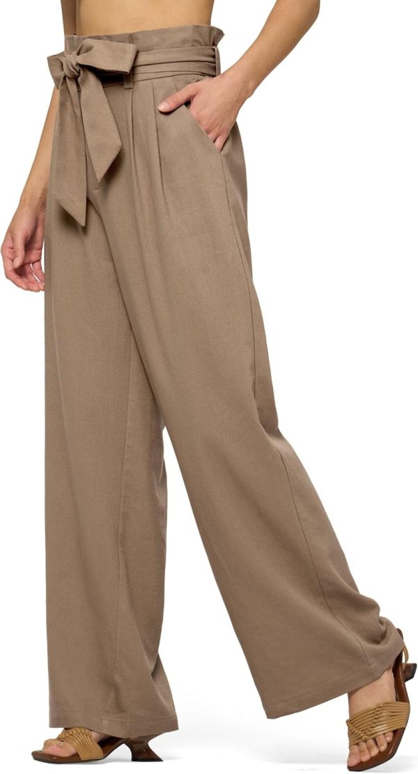 Willit Women Linen Pants Casual Wide Leg Dress Pants High Waisted Paperbag Work Trousers Summer Tie Knot Pockets 28"/30"/32'' - Image 26