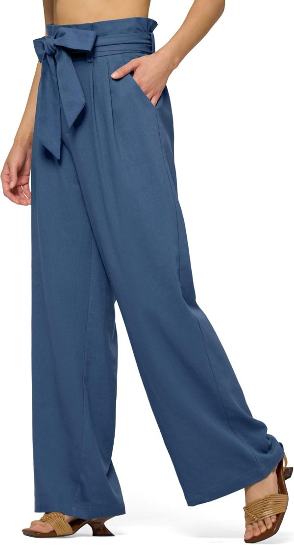 Willit Women Linen Pants Casual Wide Leg Dress Pants High Waisted Paperbag Work Trousers Summer Tie Knot Pockets 28"/30"/32'' - Image 32