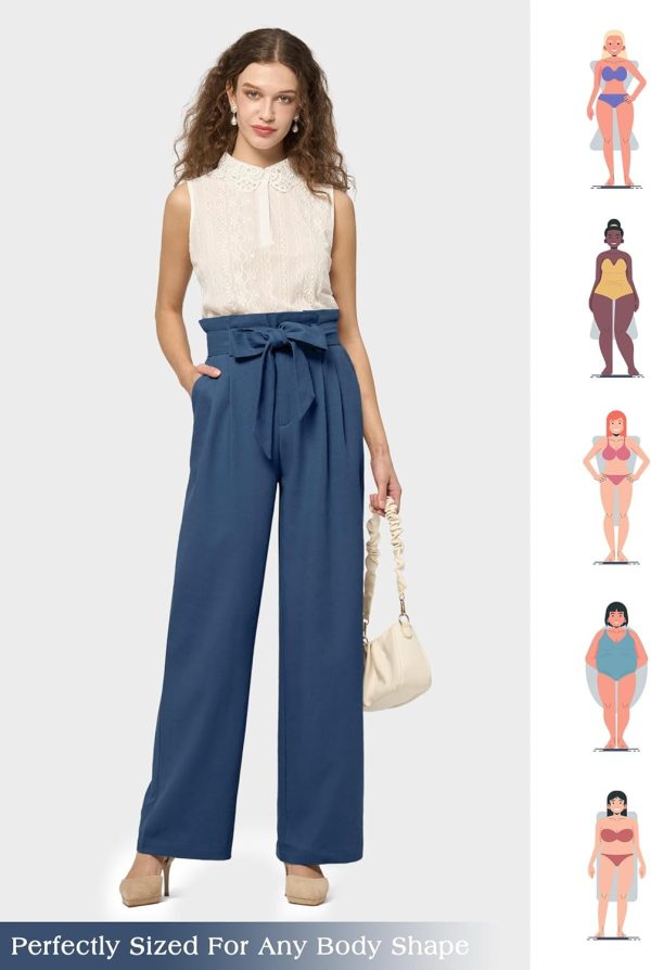 Willit Women Linen Pants Casual Wide Leg Dress Pants High Waisted Paperbag Work Trousers Summer Tie Knot Pockets 28"/30"/32'' - Image 36