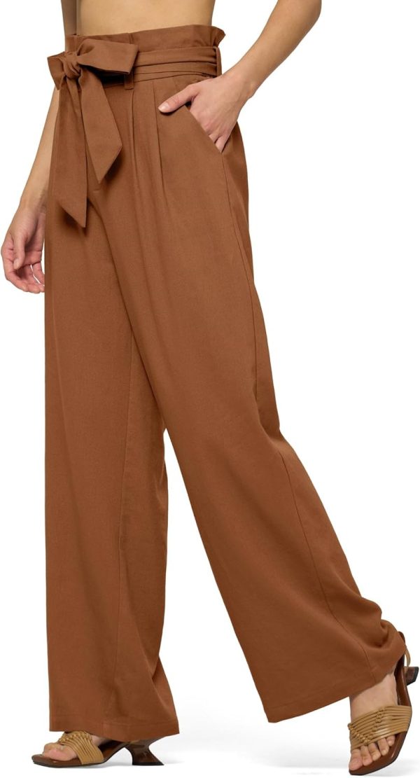 Willit Women Linen Pants Casual Wide Leg Dress Pants High Waisted Paperbag Work Trousers Summer Tie Knot Pockets 28"/30"/32'' - Image 38