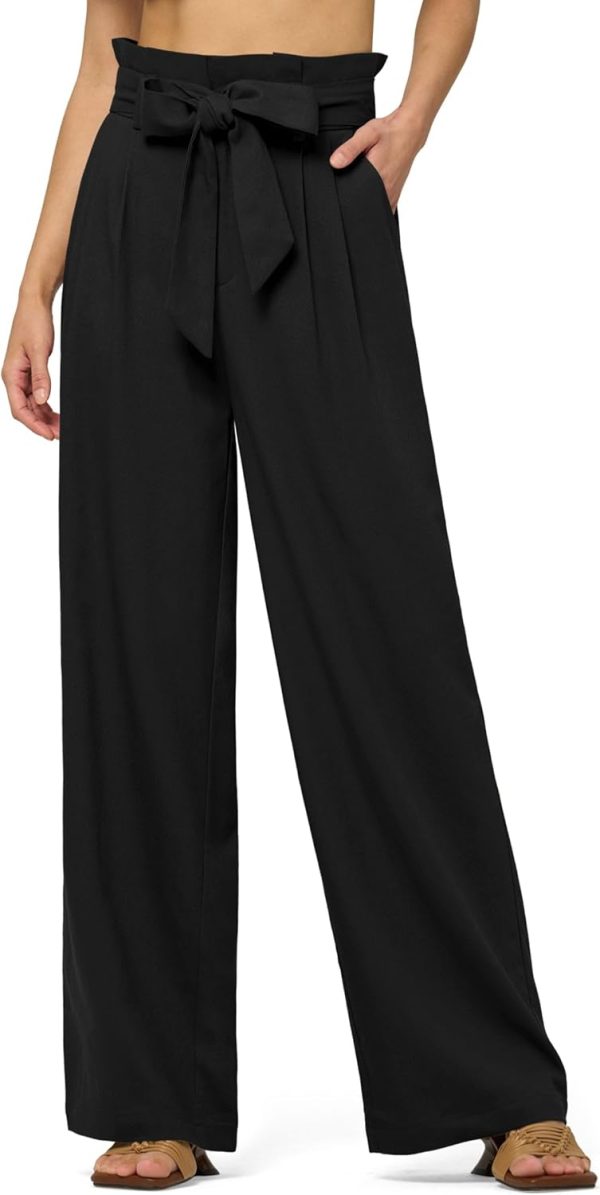 Willit Women Linen Pants Casual Wide Leg Dress Pants High Waisted Paperbag Work Trousers Summer Tie Knot Pockets 28"/30"/32'' - Image 49