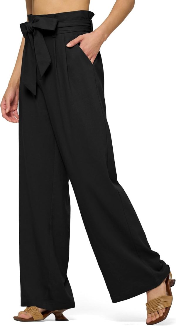 Willit Women Linen Pants Casual Wide Leg Dress Pants High Waisted Paperbag Work Trousers Summer Tie Knot Pockets 28"/30"/32'' - Image 50