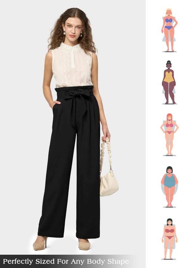 Willit Women Linen Pants Casual Wide Leg Dress Pants High Waisted Paperbag Work Trousers Summer Tie Knot Pockets 28"/30"/32'' - Image 54