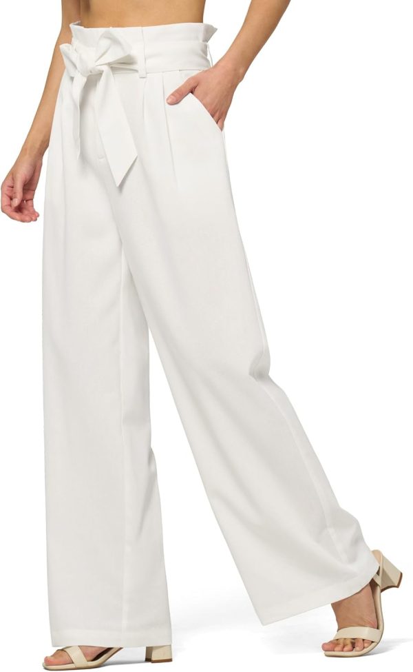 Willit Women Linen Pants Casual Wide Leg Dress Pants High Waisted Paperbag Work Trousers Summer Tie Knot Pockets 28"/30"/32'' - Image 61